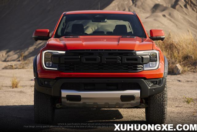 Ford Ranger Raptor 2023 với phần đầu xe đặc trưng.